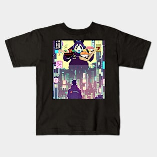 Cyberpunk City Panda Billboard Kids T-Shirt